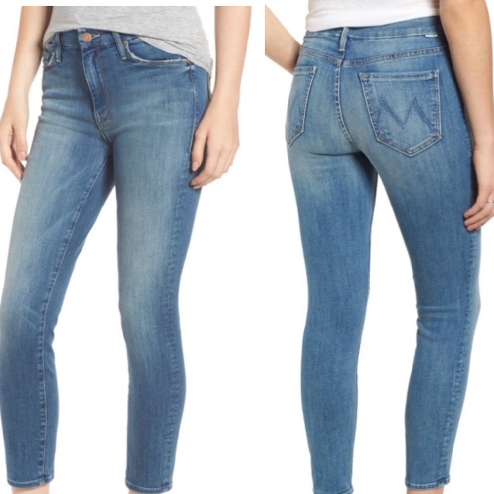 Mother • The Looker Skinny Crop Medium Wash Jeans in Cry of the Peacock